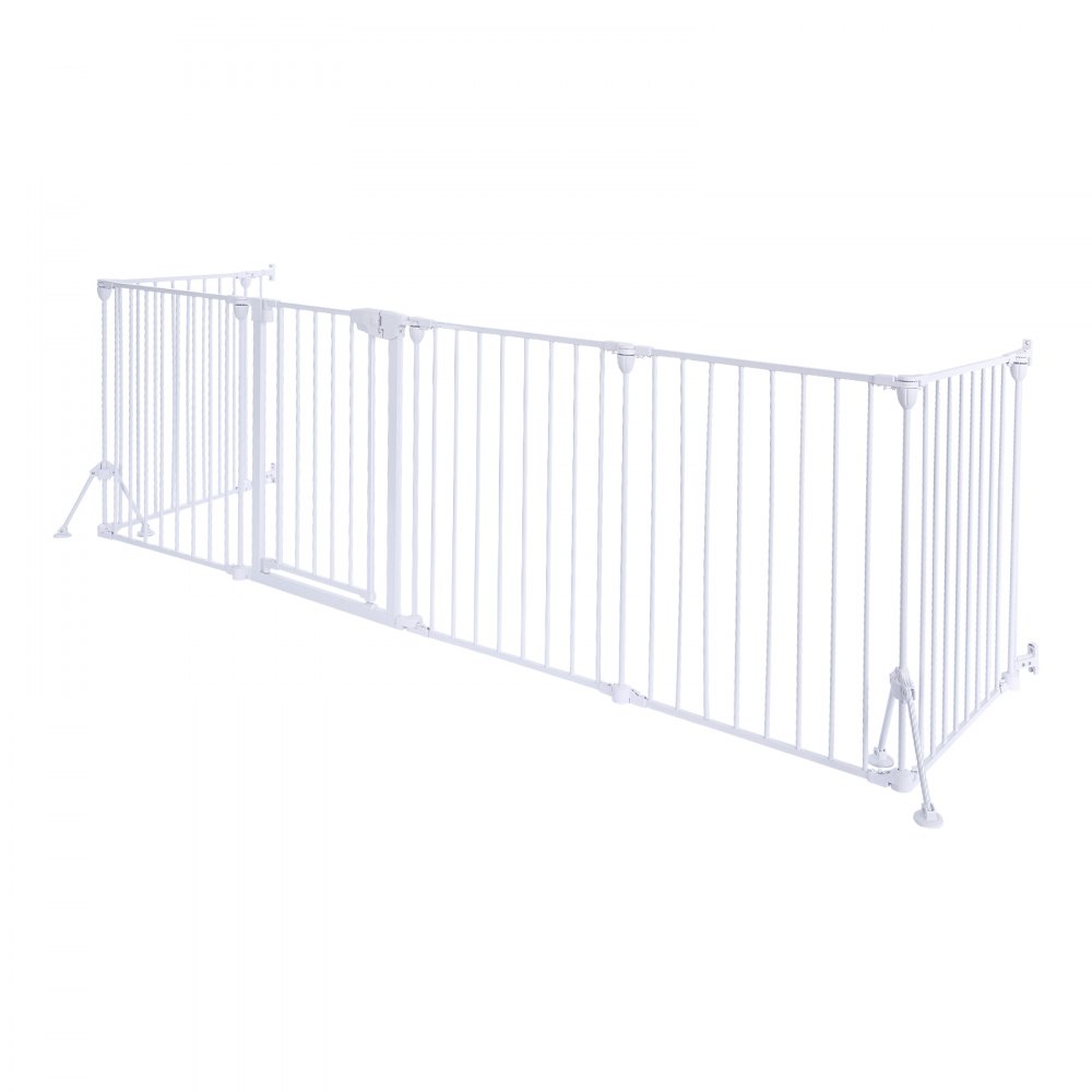 VEVOR Freestanding Dog Gate 753 mm Tall 6-Panel Foldable Metal Gate White, For Stairs Doorways, Dual-Triangle Support, Sturdy Metal Construction, Freestanding or Wall Mount, Flexible Shapes, Easy Fit