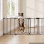 VEVOR Freestanding Dog Gate 753 mm Tall 4-Panel Foldable Metal Gate Black, For Stairs Doorways, Dual-Triangle Support, Sturdy Metal Construction, Freestanding or Wall Mount, Flexible Shapes, Easy Fit
