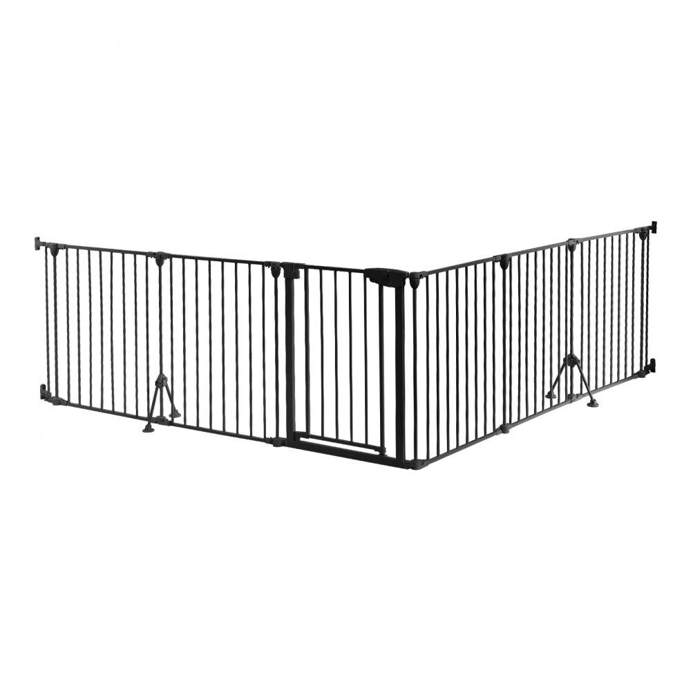 VEVOR Cancelletto di Protezione Set 6 Pezzi Senza Foratura Altezza 753 mm, Colore Nero, per Cani e Camini, Doppio Supporto Triangolare, in Metallo, Autoportante o Montabile a Parete, Forme Flessibili