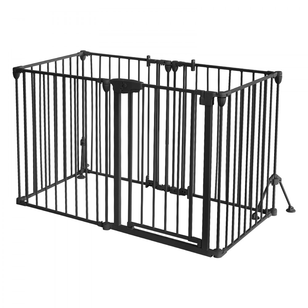 VEVOR Cancelletto di Protezione Set 6 Pezzi Senza Foratura Altezza 753 mm, Colore Nero, per Cani e Camini, Doppio Supporto Triangolare, in Metallo, Autoportante o Montabile a Parete, Forme Flessibili