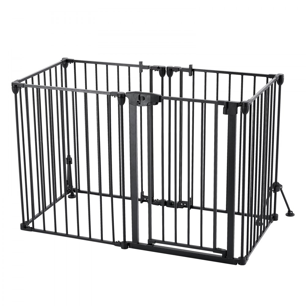 VEVOR Freestanding Dog Gate 813 mm Tall 6-Panel Foldable Metal Gate Black, For Stairs Doorways, Dual-Triangle Support, Sturdy Metal Construction, Freestanding or Wall Mount, Flexible Shapes, Easy Fit