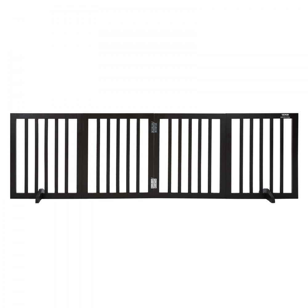 VEVOR Freestanding Dog Gate, Pet Gate, 508 x 610 mm Door Safety Gate, 4-Panel Foldable Dog Gate for Wide & Narrow Doorways, Expandable Foldable Dog Barrier, Brown Stair Safety Gate
