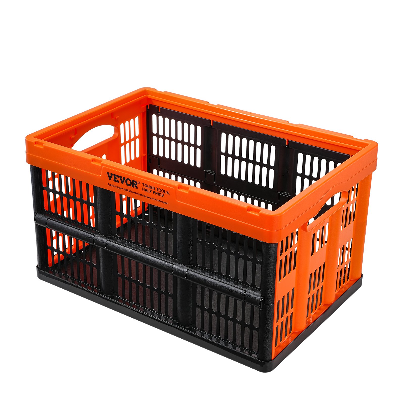 VEVOR Contenitore Pieghevole Portaoggetti in Plastica Scatola di Stoccaggio 3 Pz Portabile Campeggio Viaggio Auto, Contenitore Pieghevole Capacità 45L con Maniglie Uso Esterno Interno Nero Arancione