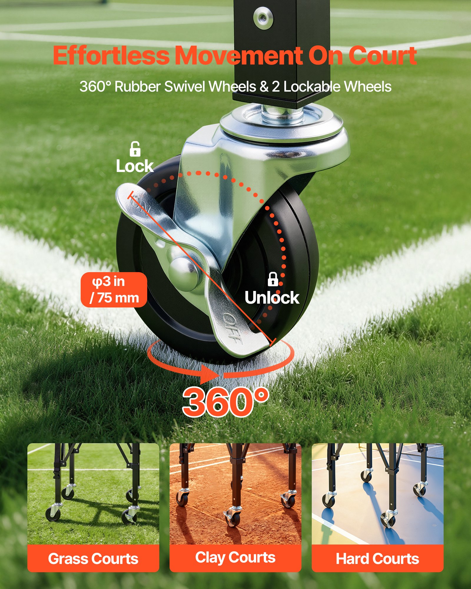 VEVOR Carrello Raccoglipalline da Tennis Capacità 150 Palline con Ruote, Cestello Portapalline Pieghevole, Struttura Leggera in Alluminio, Contenitore Portatile per Tennis, Pickleball e Allenamento