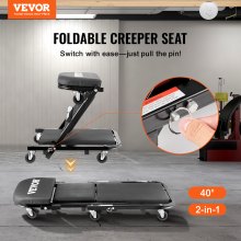 VEVOR Tavola di Montaggio Riparazione da Officina Sedile a Rotelle Sgabello da Officina Pieghevole Lunghezza 1016 mm, Sedia a Rotelle da Meccanico Pieghevole Scorrevole con Ruote per Garage
