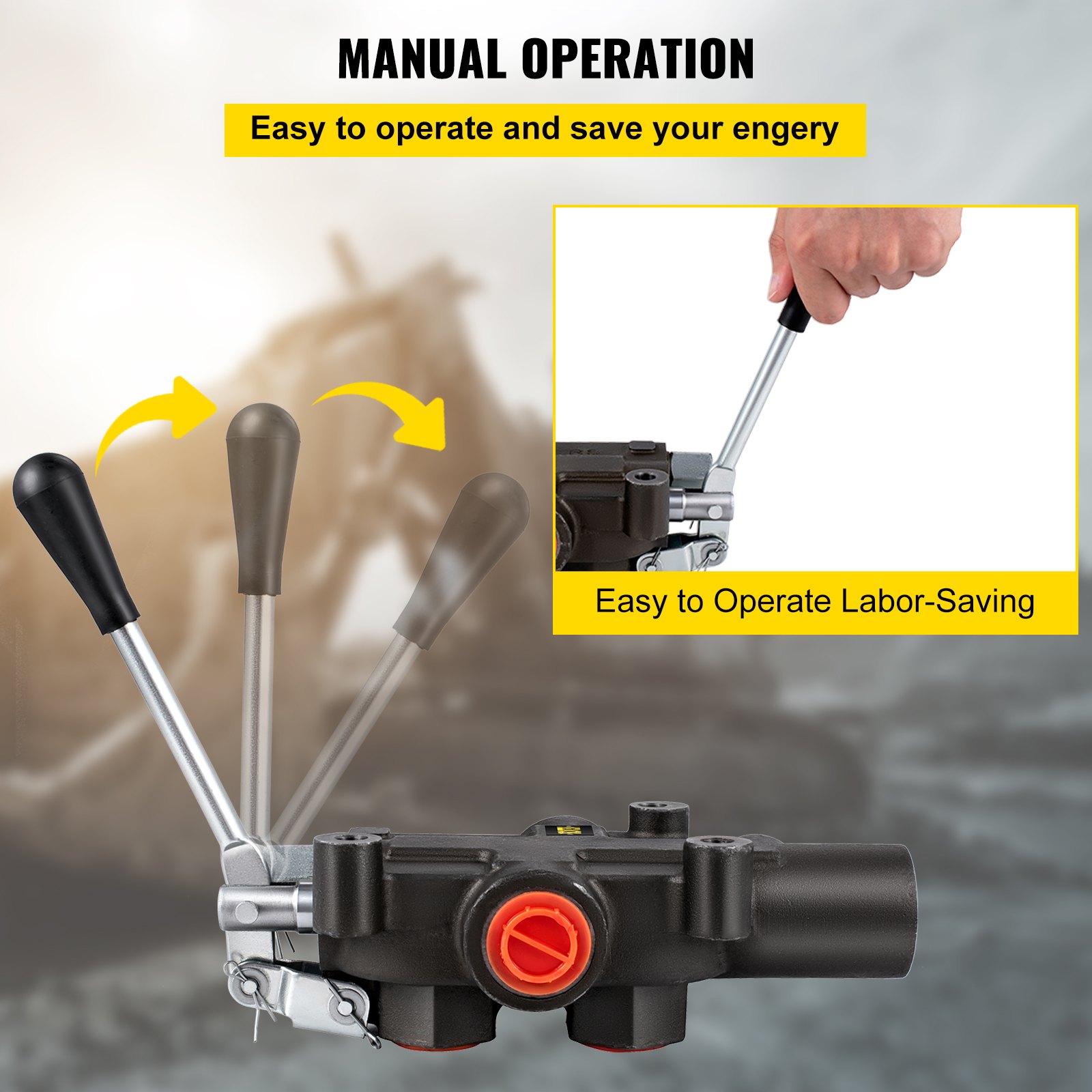 VEVOR Hydraulic Directional Control Valve, Hydraulic 1-Coil Slide Valve, 21 GPM Hydraulic Loader Valve, 3625 PSI Directional Control Valve, Hydraulic Valves & Controls for Tractors, Loader Tanks