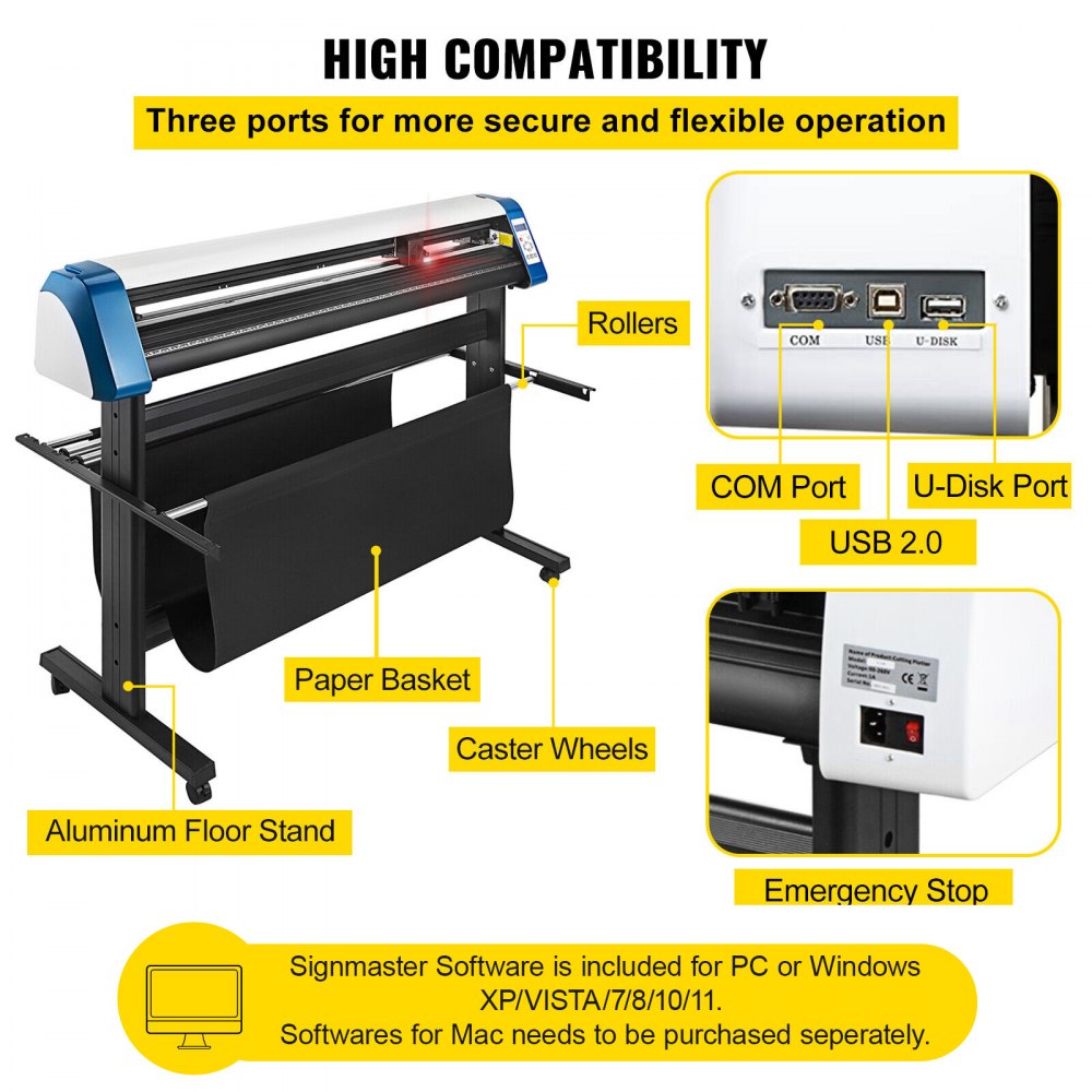 VEVOR Vinyl Cutter 135cm Semi-Automatic DIY Vinyl Printer Cutting Machine Manual Positioning Sign Cutting with Floor Stand Signmaster Software