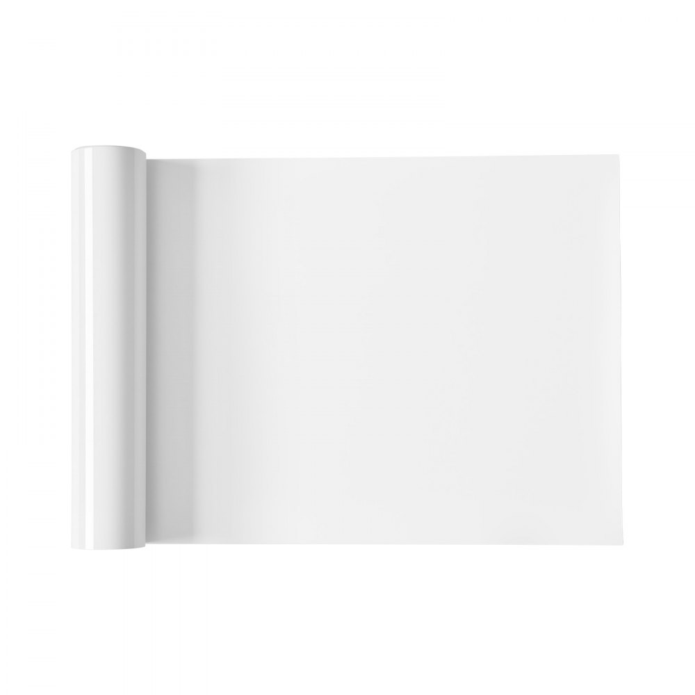 VEVOR Foglio di Rotolo Vinile Termoadesivo per Tessuti 304,8 x 21336 mm, Pellicola per Plotter in Vinile a Trasferimento Termico per Macchine da Taglio, per Magliette Cuscini Cappelli, HTV, Bianco