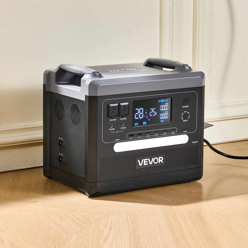 VEVOR Portable Power Station, 2400W 2160Wh Power Station Solar Generator with 10 Output Ports & Adjustable Input Power, Expandable LiFePO4 Battery Backup for Home Camping RV (Solar Panel NOT Included)