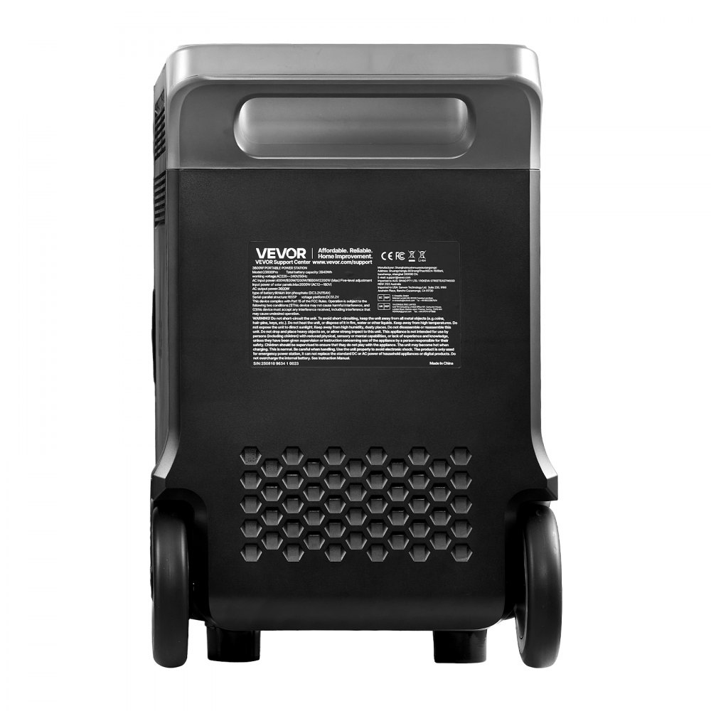 VEVOR Centrale Elettrica Portatile, Generatore Solare da 3600 W e 3840 Wh con 10 Porte di Uscita, Batteria di Backup LiFePO4 Espandibile per Camper, Campeggio, Senza Pannello Solare