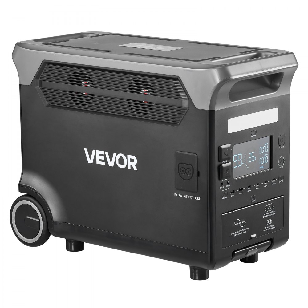VEVOR Centrale Elettrica Portatile, Generatore Solare da 3600 W e 3840 Wh con 10 Porte di Uscita, Batteria di Backup LiFePO4 Espandibile per Camper, Campeggio, Senza Pannello Solare