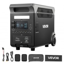 VEVOR Centrale Elettrica Portatile, Generatore Solare da 3600 W e 3840 Wh con 10 Porte di Uscita, Batteria di Backup LiFePO4 Espandibile per Camper, Campeggio, Senza Pannello Solare