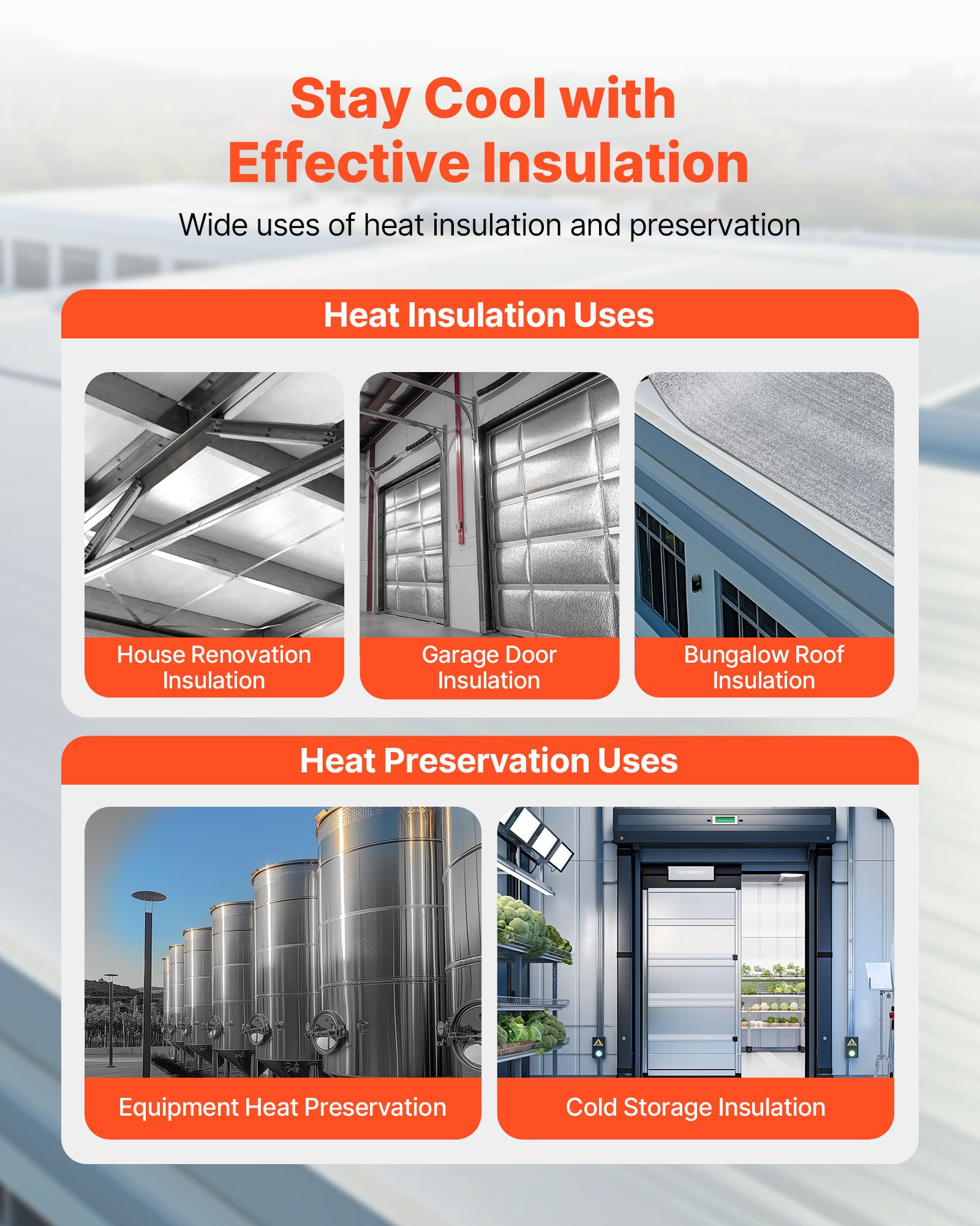 VEVOR Rotolo Isolante Riflettente, Barriera Radiante con Anima in Schiuma EPE e Foglio di Alluminio, Spessore 3 mm, 76,2 x 1,22 m, Scudo Riflettente del Calore, Rotolo Isolante Termico per Porte