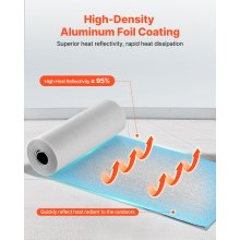 VEVOR Rotolo Isolante Riflettente, 4 Rotoli, Barriera Radiante con Anima in Schiuma EPE e Foglio di Alluminio, Spessore 6 mm, 5,49 x 0,61 m, Kit di Isolamento Termico per Porte da Garage per 2 Auto
