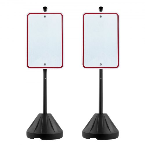 VEVOR Portacartello Portatile, Supporto per Cartello in Ghisa di Parcheggio Mobile 1524 mm con Base in Plastica Rigida e Ruote, per Cartelli Stradali di Divieto di Parcheggio, Bulloni e Dadi, Nero