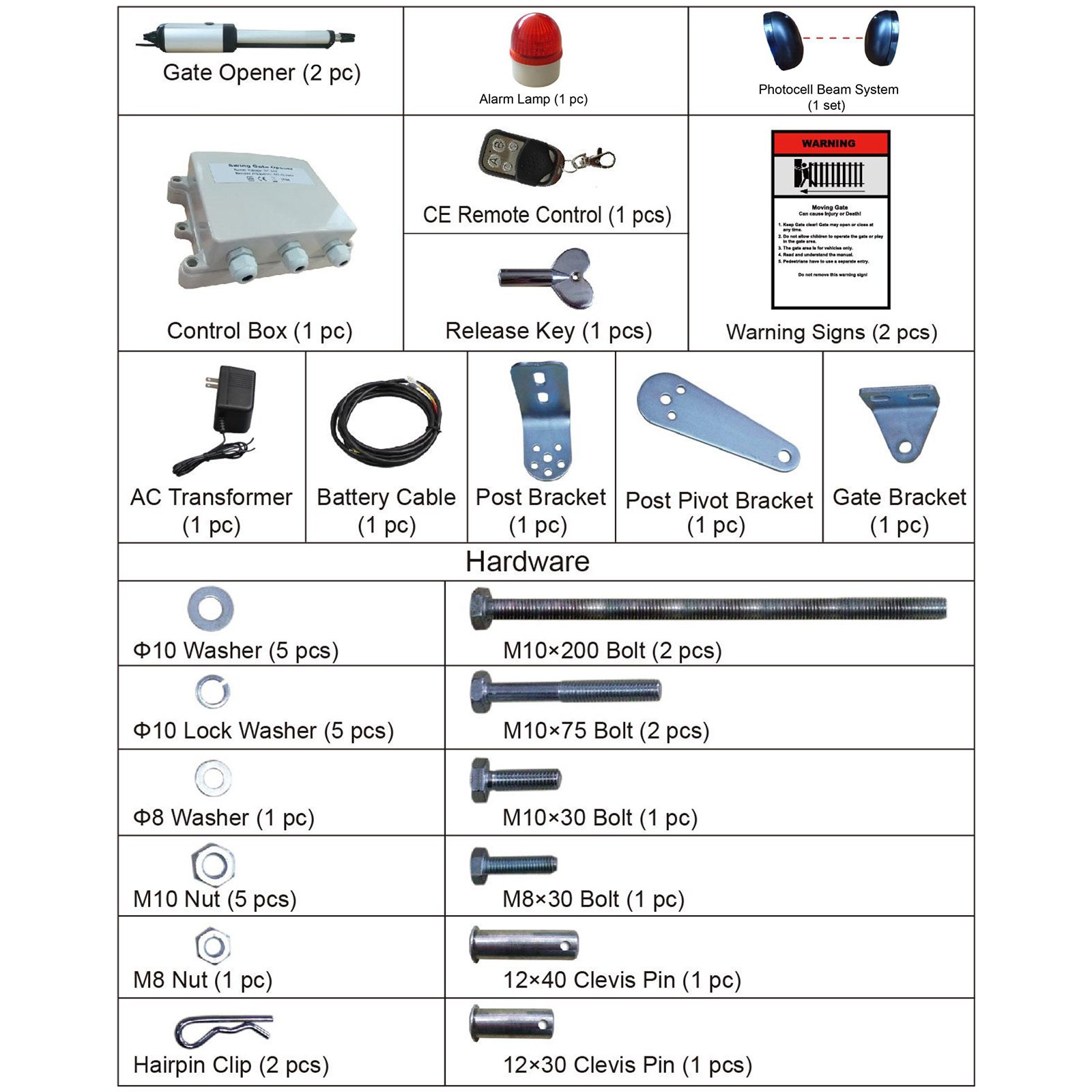 Kit Apriporta A Battente Automazione Cancello Battente Elettrico 2 Ante 24v 30w