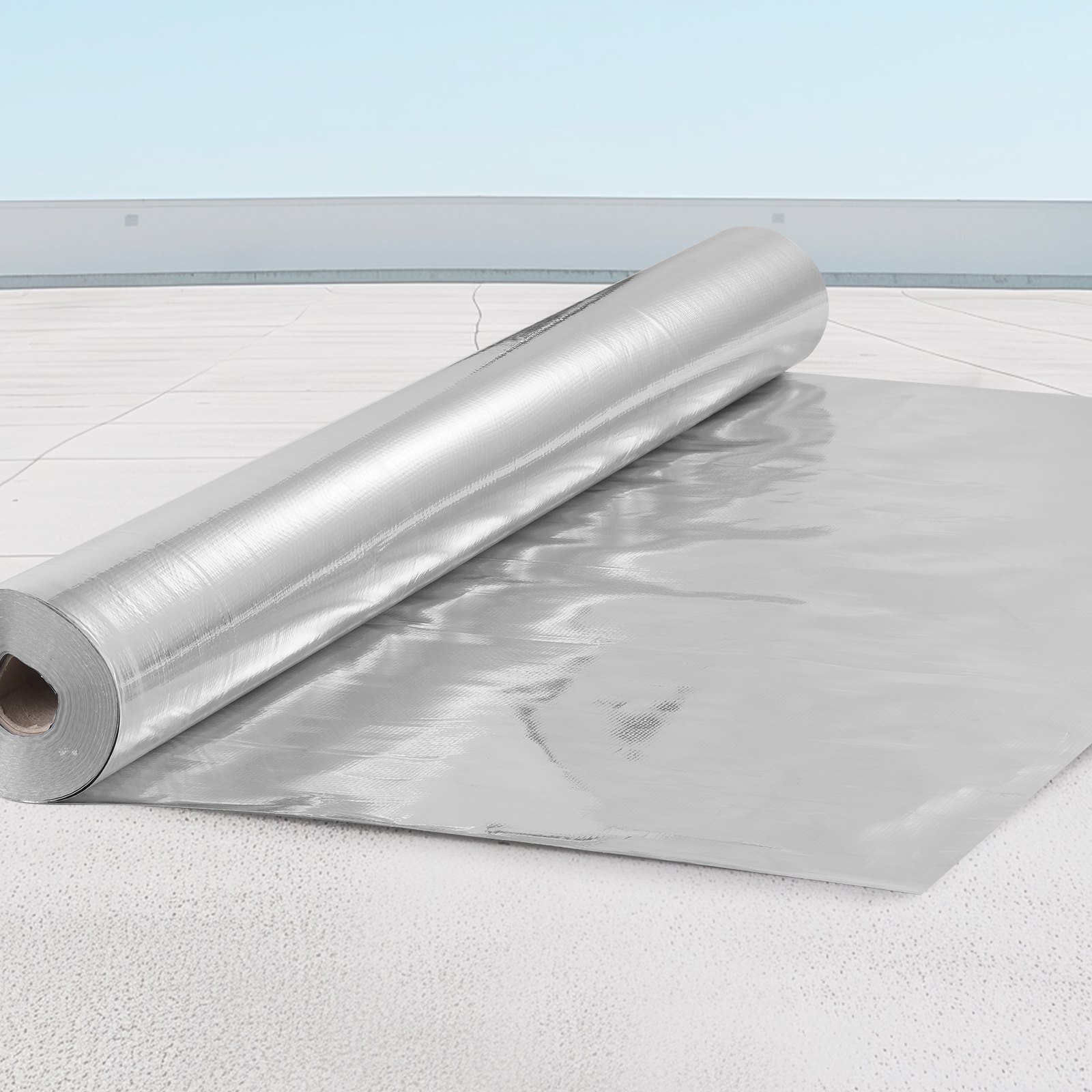 VEVOR Rotolo di Isolamento Riflettente Doppio, Barriera Radiante in Tessuto Intrecciato, 1220 x 76200 mm, Scudo Riflettente del Calore in Tessuto PE in Foglio di Alluminio, per Finestre e Camper