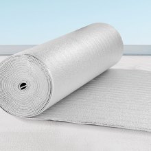 VEVOR Rotolo di Isolamento Riflettente Doppio, Barriera Radiante con Anima in Schiuma, 122 x 1524 cm, Scudo Riflettente del Calore in Schiuma EPE in Alluminio Bifacciale, per Finestre Camper