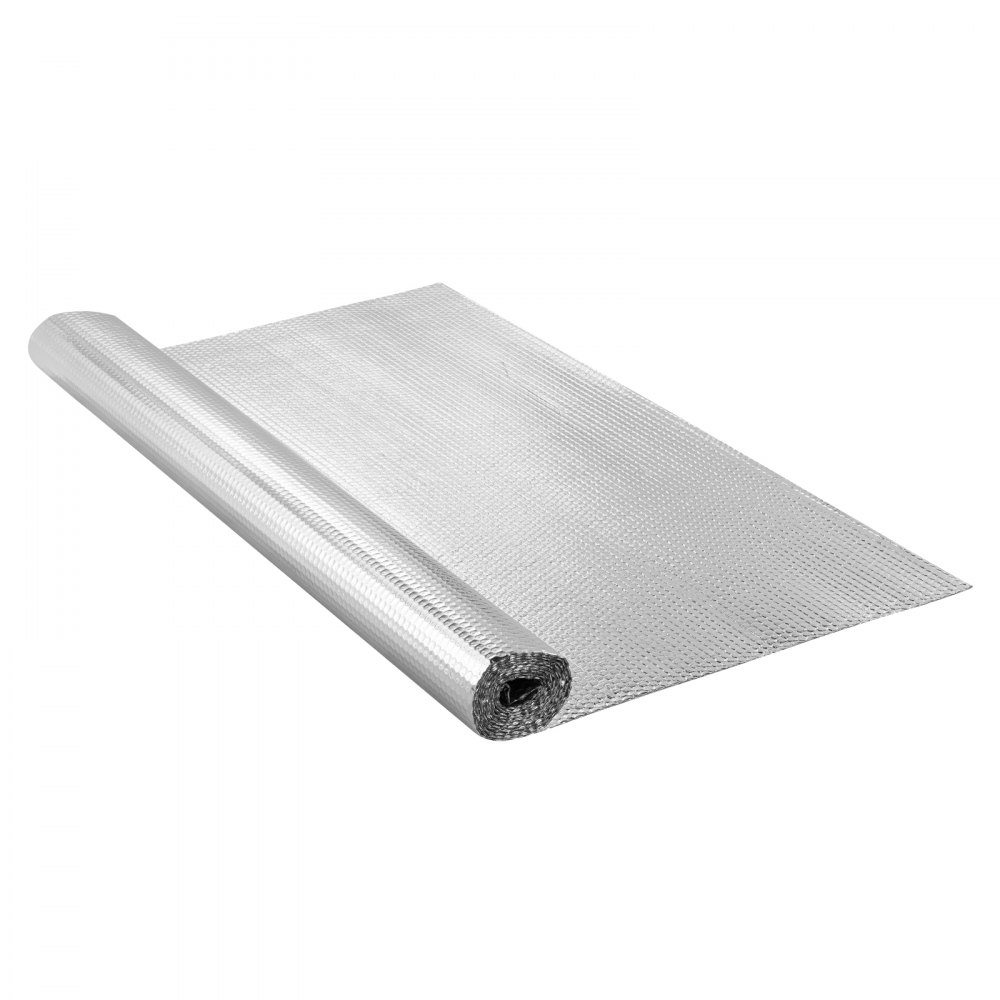 VEVOR Rotolo di Isolamento Riflettente Doppio, Barriera Radiante con Anima in Schiuma, 122 cm x 304 cm, Scudo Riflettente del Calore in Schiuma EPE Alluminio Bifacciale, per Finestra Tetto Camper