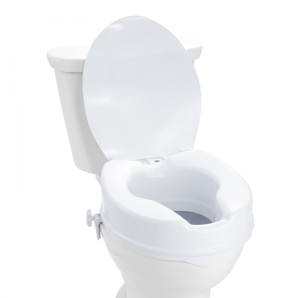 VEVOR Rialzo WC Universale Alto 100 mm, Sedile WC Rialzato Portata 136 kg, Realizzato in PP Resistente, Blocco con Asta a Vite, per Anziani, Disabili, Pazienti, Incinte