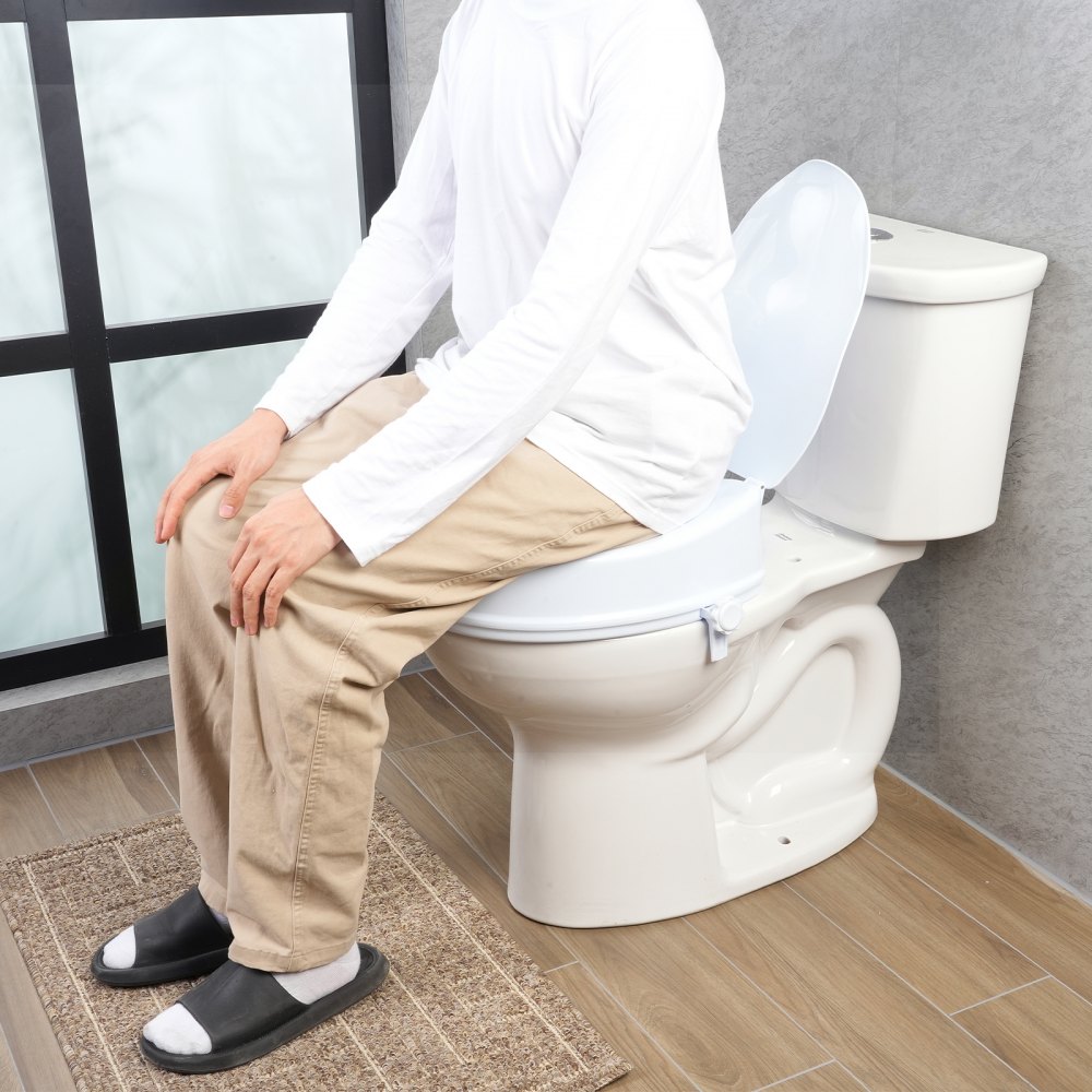 VEVOR Rialzo WC Universale Alto 100 mm, Sedile WC Rialzato Portata 136 kg, Realizzato in PP Resistente, Blocco con Asta a Vite, per Anziani, Disabili, Pazienti, Incinte