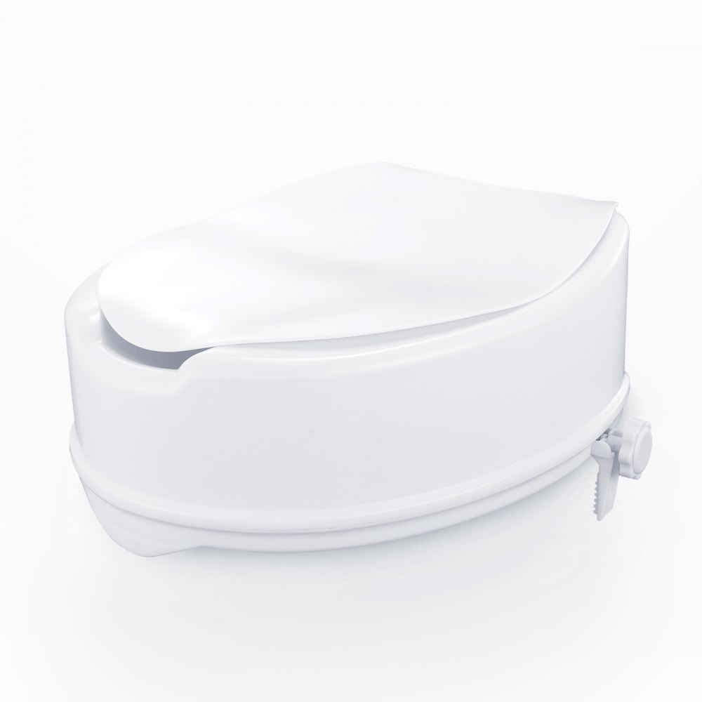 VEVOR Toilet Seat Riser, 136 kg Weight Capacity, with Toilet Seat & Double Button, for Seniors, Disabled Patients, Pregnant Women, Medical Professionals, White, Universal Toilet Seat Riser