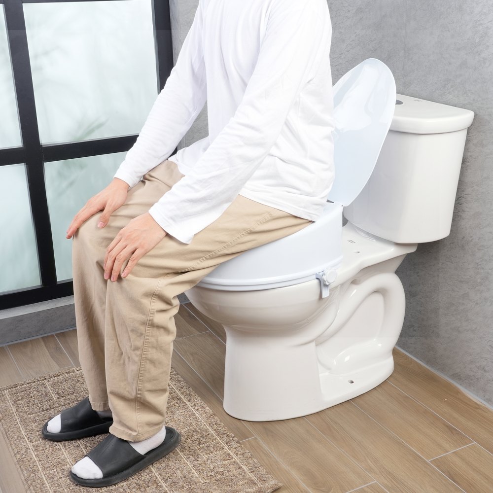VEVOR Rialzo WC Universale Alto 150 mm, Sedile WC Rialzato Carico 136 kg, Realizzato in PP Resistente, Blocco con Asta a Vite, per Anziani, Disabili, Pazienti, Incinte, Accessori per Bagno