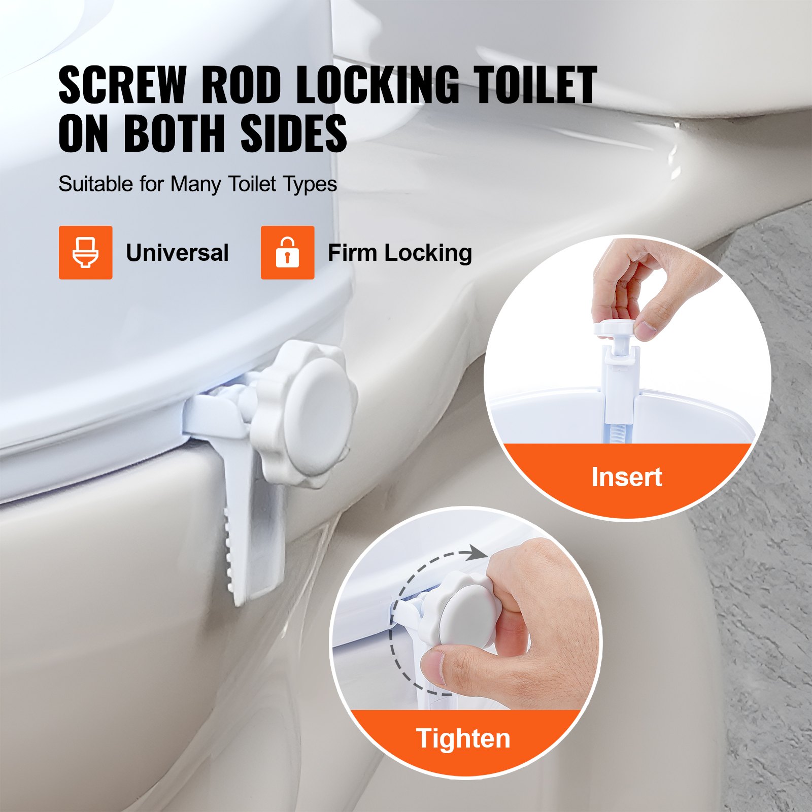 VEVOR Rialzo WC Universale Alto 150 mm, Sedile WC Rialzato Carico 136 kg, Realizzato in PP Resistente, Blocco con Asta a Vite, per Anziani, Disabili, Pazienti, Incinte, Accessori per Bagno