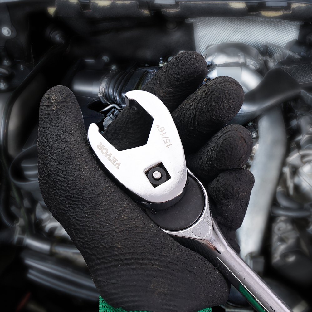 VEVOR Set Chiavi a Piede di Corvo 24 Pezzi Attacco Quadro 3/8", Kit Chiave a Piede di Porco Metrico SAE in Acciaio CR-MO Valigetta Portatile per Chiave Dinamometrica per Riparazione Automobilistica