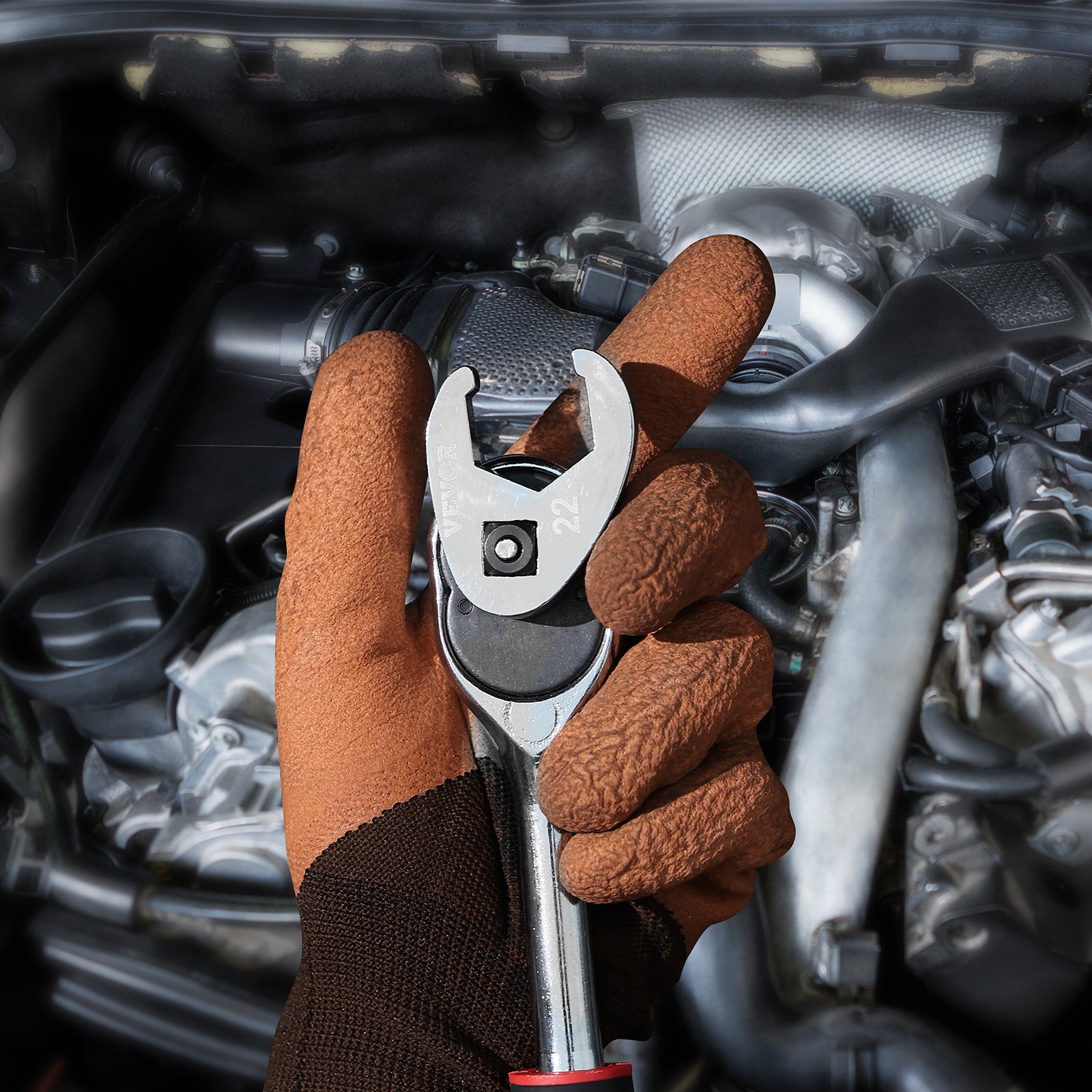 VEVOR Set di 24 chiavi a piede di corvo 9,5 mm attacco, 9,5-25,4 mm SAE chiave a piede di porco metrica 10-22mm, acciaio CR-MO con custodia, compatibile con chiave dinamometrica, per riparazione auto