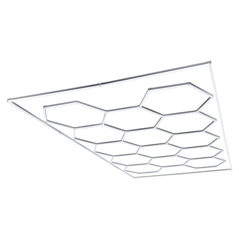 VEVOR Plafoniera a LED da Soffitto Esagonale 6500K 672W per Garage Officina Lampada a Forma di Nido d'Ape, Sistema a Griglia da 14 LED, Luminosità 80640 Lumen, per Magazzino, Sala Giochi, Palestra