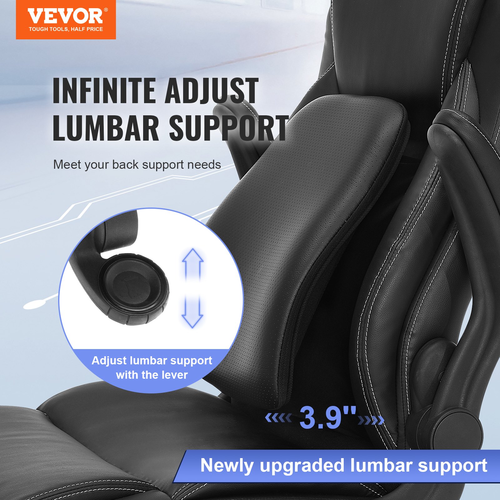 VEVOR Office Chair PU Leather Black Executive Chair with Height Adjustment 0-100 mm, Swivel Desk Chair, 136.07 kg Load Capacity, Executive Office Chair Swivel Chair Desk Chair