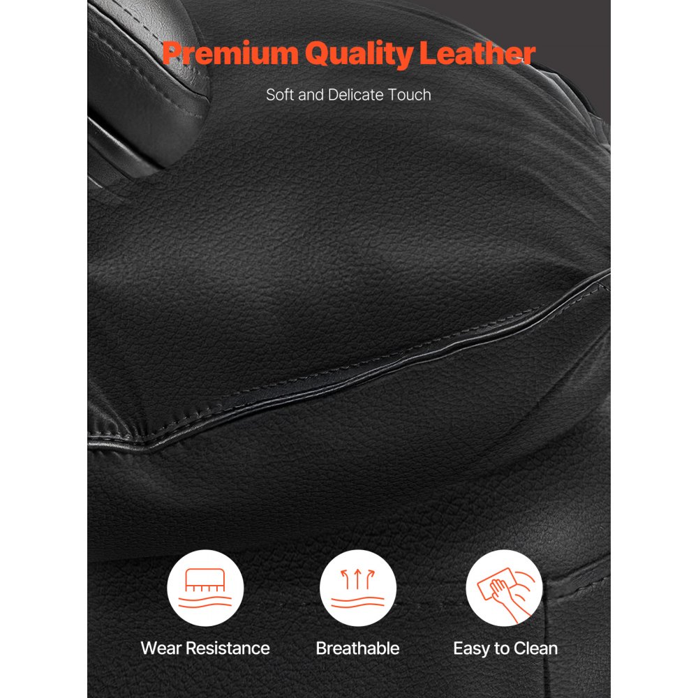 VEVOR Sedia Girevole da Ufficio con Poggiapiedi Cuscino Lombare, Sedia Girevole Ergonomica, Sedile da Ufficio in Pelle PU, Carico max. 181,44 kg, Altezza Regolabile, Inclinabile, Casa, Studio, Nero