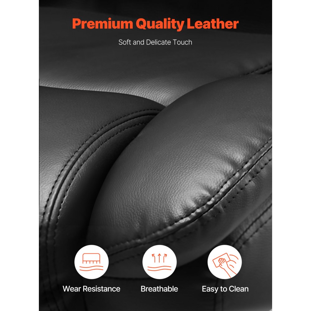 VEVOR Sedia Girevole da Ufficio con Supporto Lombare Comando a Pulsante, Sedia da Studio Ergonomica, Sedile da Ufficio in Pelle PU Carico max. 226,8 kg Altezza Regolabile, Inclinazione, Nero