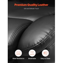 VEVOR Sedia Girevole da Ufficio con Supporto Lombare Comando a Pulsante, Sedia da Studio Ergonomica, Sedile da Ufficio in Pelle PU Carico max. 226,8 kg Altezza Regolabile, Inclinazione, Nero