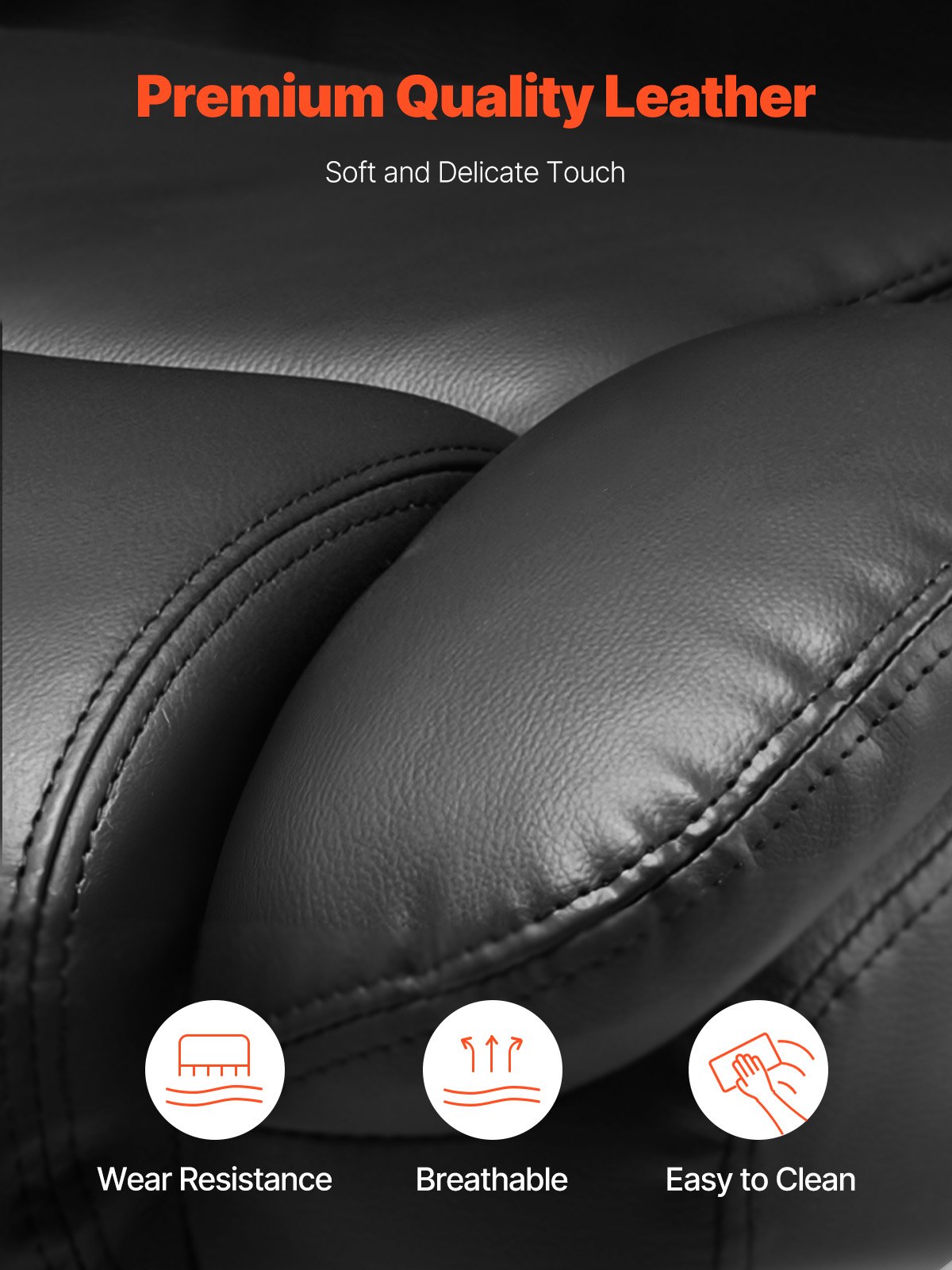 VEVOR Sedia Girevole da Ufficio con Supporto Lombare Comando a Pulsante, Sedia da Studio Ergonomica, Sedile da Ufficio in Pelle PU Carico max. 226,8 kg Altezza Regolabile, Inclinazione, Nero