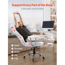 VEVOR Sedia Girevole da Ufficio Studio per Lavoro con Schienale Sedia Ergonomica Capacità Carico Max. 158kg, Sedia Ufficio Ergonomica con Poggiapiedi Materiale in PU Schienale Reclinabile da 90-120°