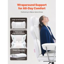 VEVOR Sedia Girevole da Ufficio Studio per Lavoro con Schienale Sedia Ergonomica Capacità Carico Max. 158kg, Sedia Ufficio Ergonomica con Poggiapiedi Materiale in PU Schienale Reclinabile da 90-120°