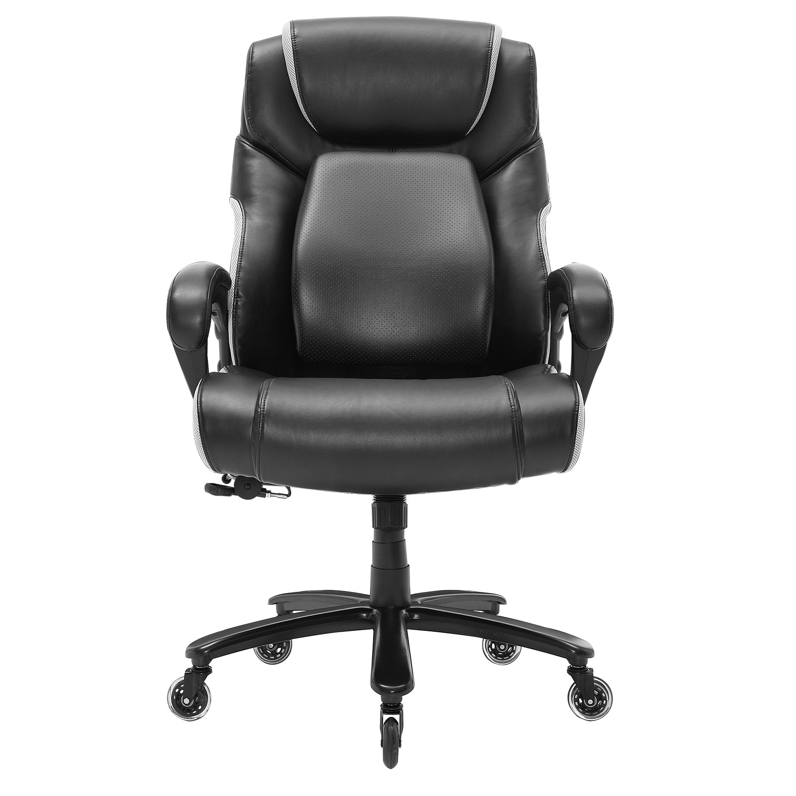 VEVOR Office Chair PU Leather Black Executive Chair with Height-Adjustable Backrest 0-80 mm, Desk Swivel Chair, 181.43 kg Load Capacity, Executive Office Chair 770 x 600 mm Backrest Swivel Chair