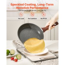 VEVOR Padella in Alluminio, 3 Pezzi, 250, 280, 325 mm Padelle Antiaderenti Resistenti con Manico Resistente al Calore, Pentole da Cucina per Capocuoco, per Gas, Elettrico, Induzione, Grigio