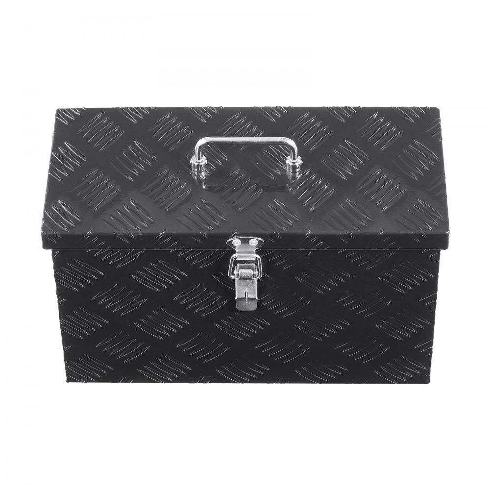 VEVOR Cassetta Portautensili, Struttura in Alluminio per Cassone di Camion, con Maniglia Laterale e Superiore, Organizzatore per Rimorchi, Camper, 406 x 190 x 254 mm, Colore Nero