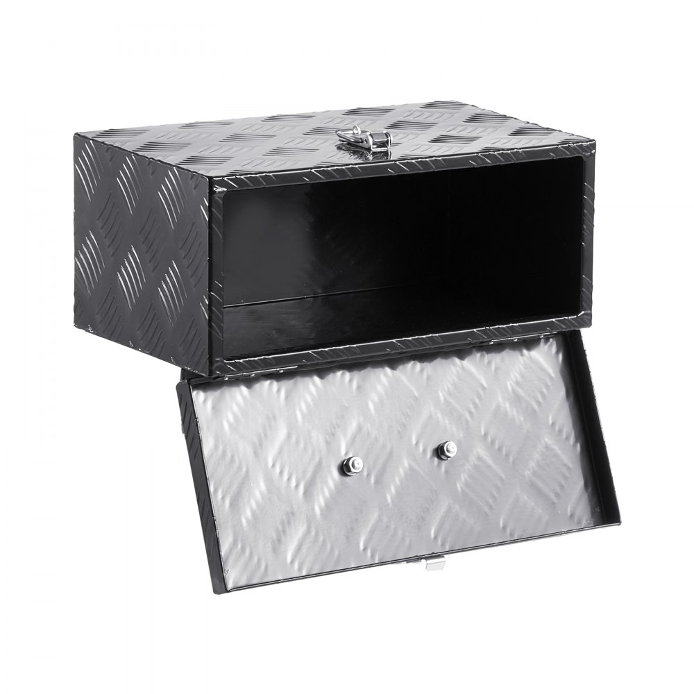 VEVOR Cassetta Portautensili, Struttura in Alluminio per Cassone di Camion, con Maniglia Laterale e Superiore, Organizzatore per Rimorchi, Camper, 406 x 190 x 254 mm, Colore Nero