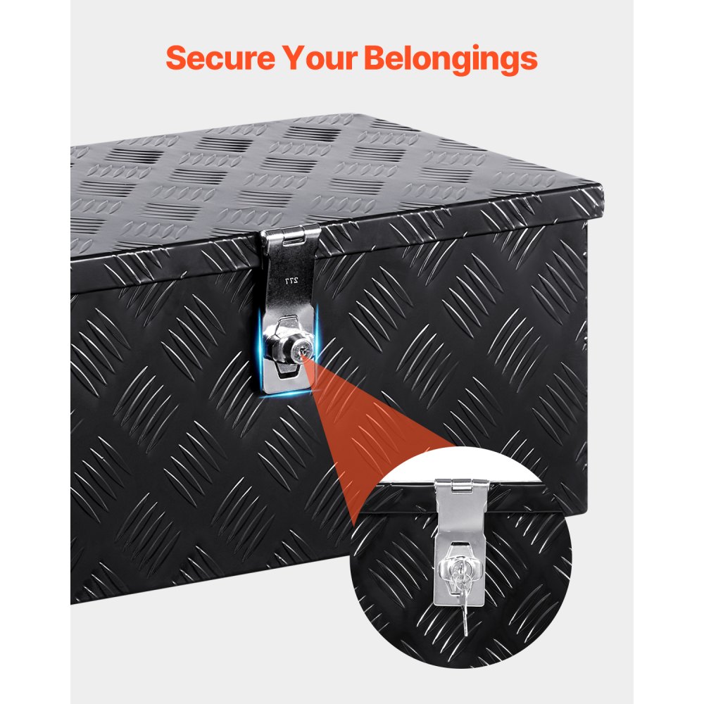 VEVOR Cassetta Portautensili, Struttura in Alluminio per Cassone di Camion, con Maniglia Laterale e Chiavi di Blocco, Organizzatore per Rimorchi, Camper, 50,8 x 30,5 x 24,1 cm, Colore Nero