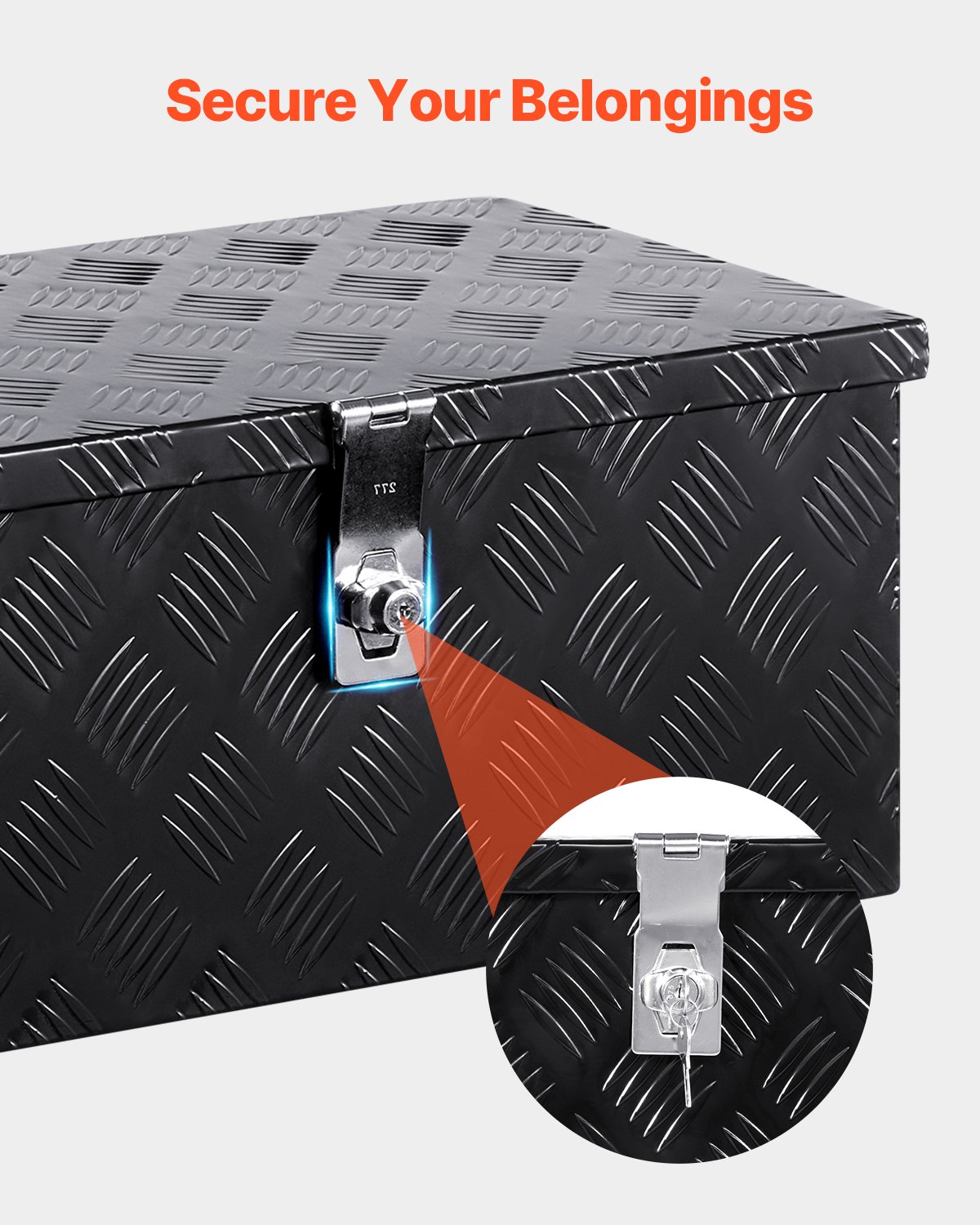 VEVOR Cassetta Portautensili, Struttura in Alluminio per Cassone di Camion, con Maniglia Laterale e Chiavi di Blocco, Organizzatore per Rimorchi, Camper, 50,8 x 30,5 x 24,1 cm, Colore Nero