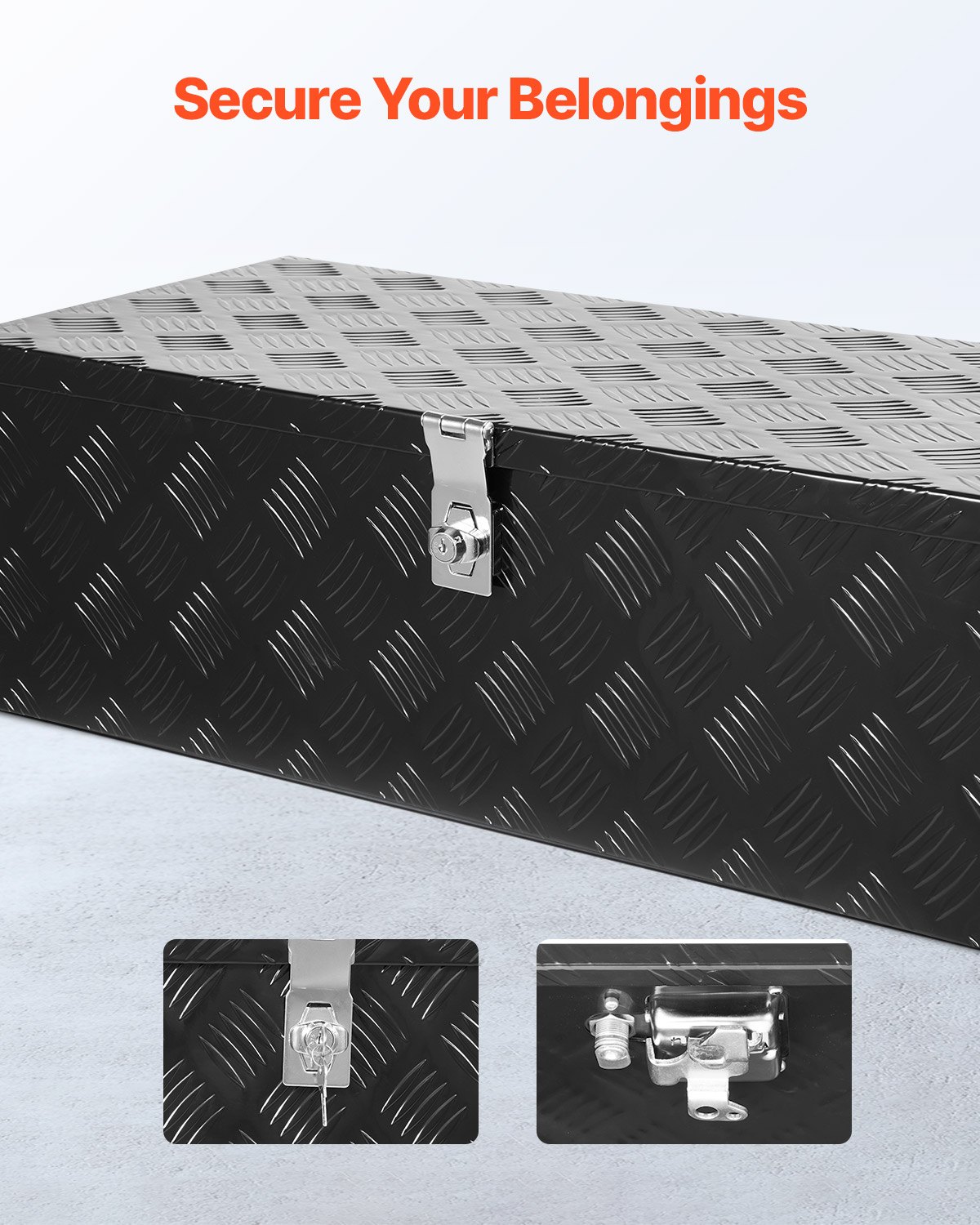 VEVOR Cassetta Portautensili Struttura in Alluminio per Cassone di Camion, con Maniglia Laterale e Chiavi di Blocco, Organizzatore per Rimorchi, Camper, 76,2 x 330,2 x 243,84 mm, Nero