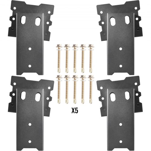 VEVOR Staffa per Palo in Acciaio da 4 Pezzi, 18x10,8x24,5 cm Staffe Post di Base Capacità Ciascuno da 250 kg, Staffe Supporto Base Fissaggio per Palo con Bulloni in Staffe Ringhiere per Piattaforme