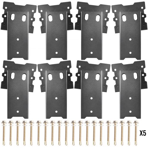 VEVOR VEVOR Staffa per Palo in Acciaio da 8 Pezzi, 18x10,8x24,5 cm Staffe  Post di Base Capacità Ciascuno da 250 kg, Staffe Supporto Base Fissaggio  per Palo con Bulloni in Staffe Ringhiere