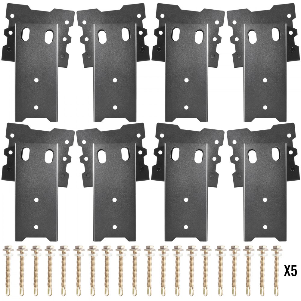 VEVOR Staffa per Palo in Acciaio da 8 Pezzi, 18x10,8x24,5 cm Staffe Post di Base Capacità Ciascuno da 250 kg, Staffe Supporto Base Fissaggio per Palo con Bulloni in Staffe Ringhiere per Piattaforme