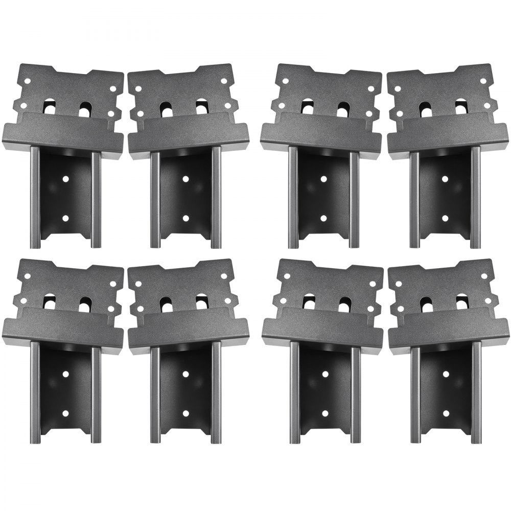 VEVOR Staffa per Palo in Acciaio da 8 Pezzi, 18x10,8x24,5 cm Staffe Post di Base Capacità Ciascuno da 250 kg, Staffe Supporto Base Fissaggio per Palo con Bulloni in Staffe Ringhiere per Piattaforme