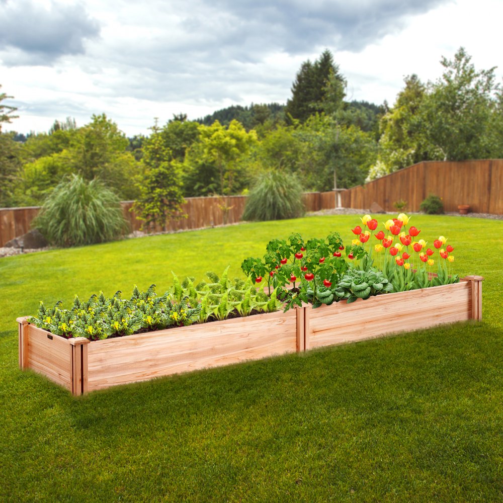 VEVOR Raised Bed 240 x 60 x 25 cm Planter Box Fir Wood Vegetable Bed Flower Box Herb Bed Garden Bed Planter Ideal for growing vegetables, fruit, herbs, succulents etc.